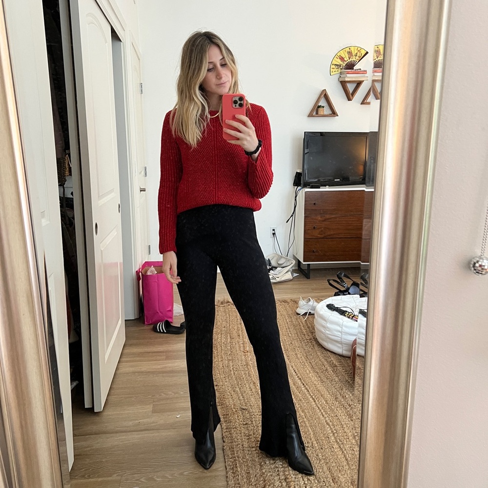 Madewell Red Hexcomb Texture Pullover Crew Neck K… - image 1